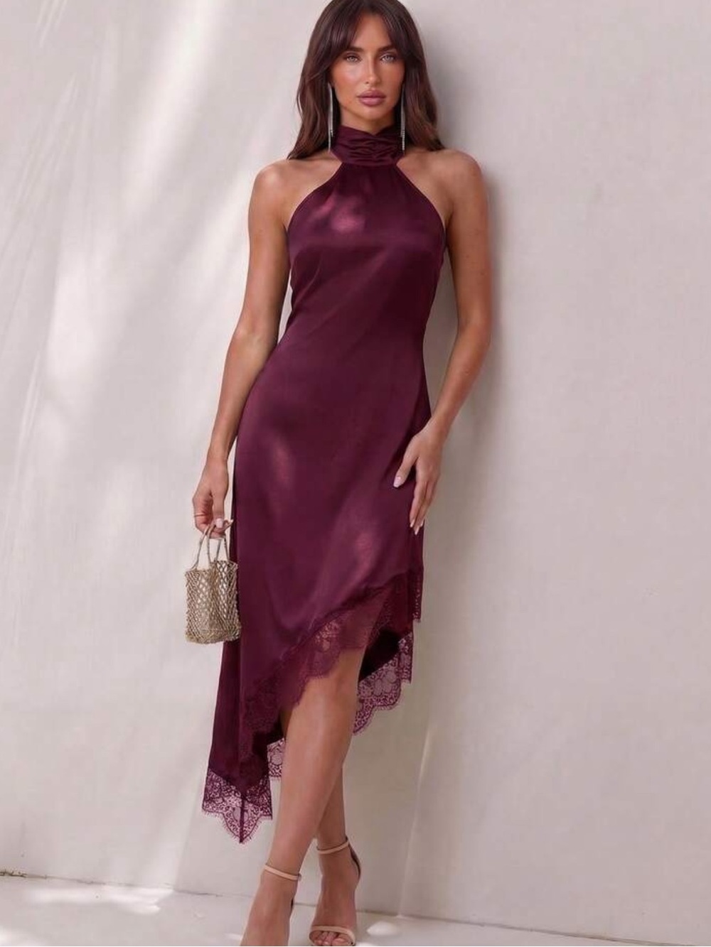 Glamine Women's Elegant Halter Neck Dress, Bold Backless Design With Large Bow,